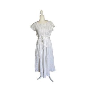 Not Perfect Linen White Belted Dress – Size M